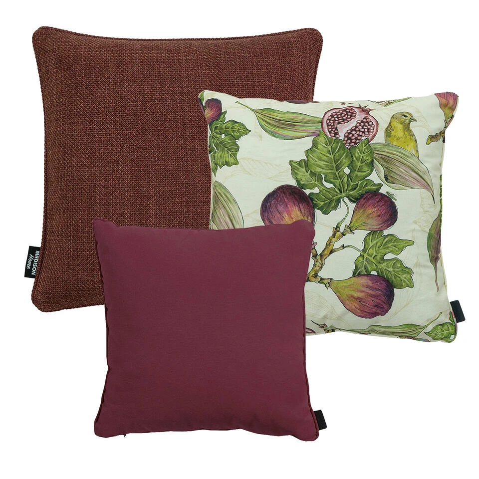 Madison Sierkussen Set Bordeaux - Jasmijn - 3 Stuks