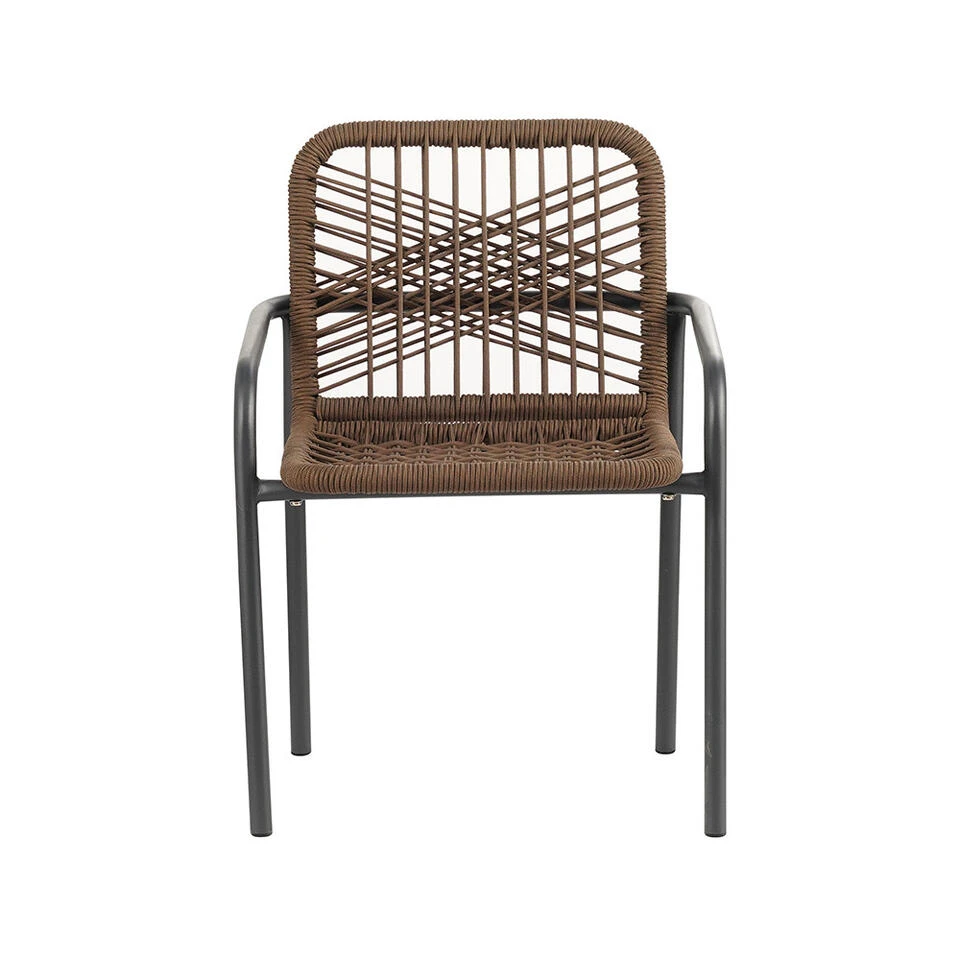 Tuinstoel Met Armleuning Nila Touw Bruin - 58,50x53x76 Cm - Touw - Bruin - Afbeelding 3