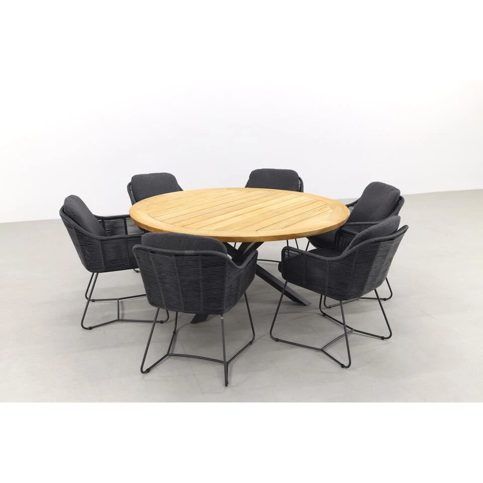 Taste Belmond Antraciet/Prado 160 Cm. Ronde Tuinset - 7-delig - Afbeelding 4