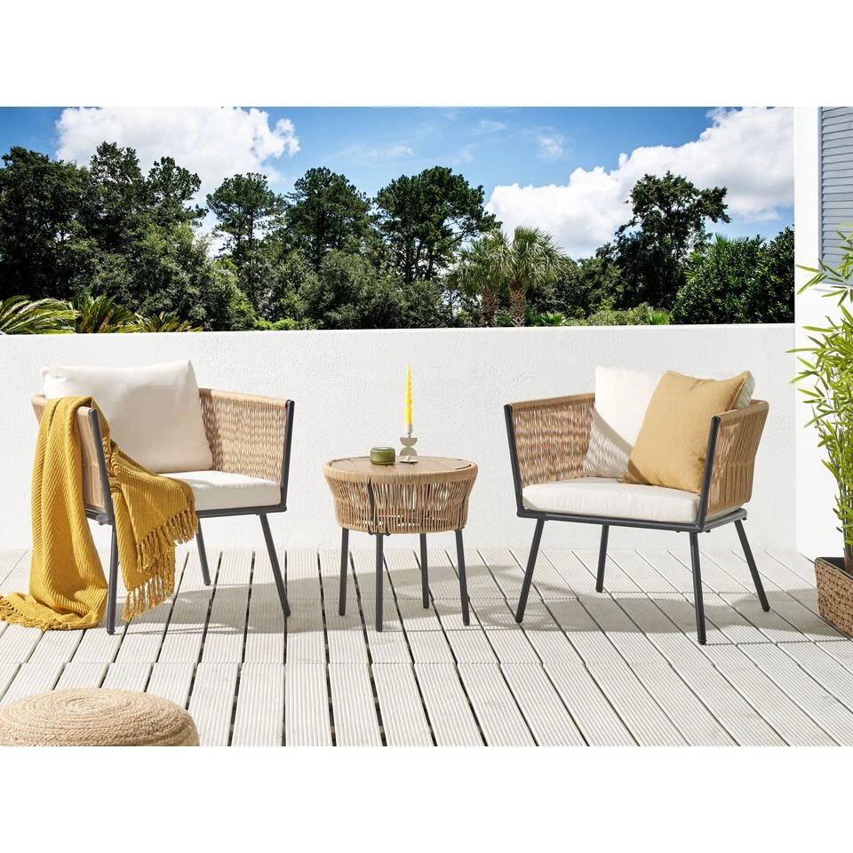 Beliani Bistroset GARGANO - Beige Pe Rotan - Afbeelding 2