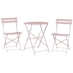 Beliani Bistroset FIORI - Roze Staal
