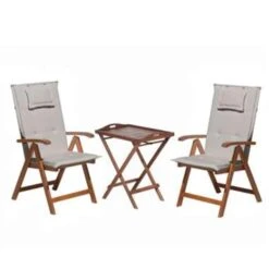 Beliani Bistroset TOSCANA - Donkere Houtkleur Acaciahout