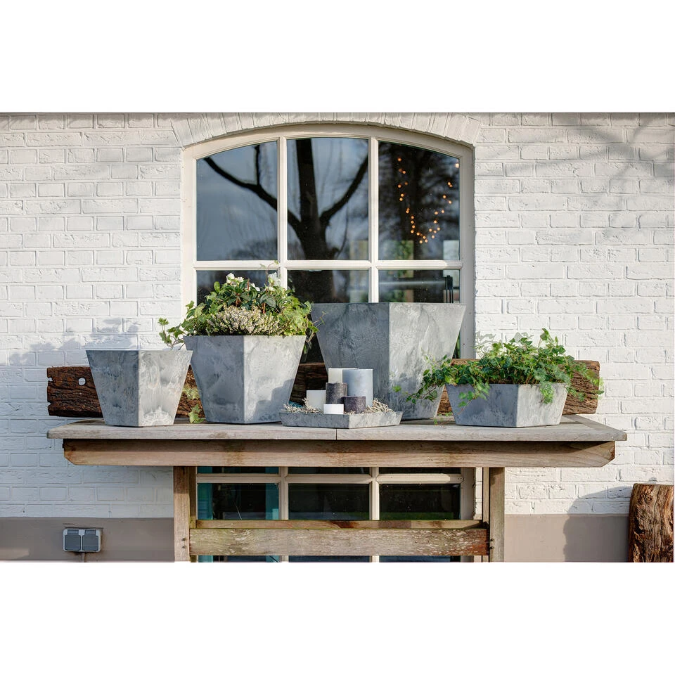 Steege Plantenbak - Vierkant - Gerecycled Kunststof - Grijs - 15 Cm - Afbeelding 2