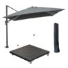 Garden Impressions Zweefparasol 3x3 M D. Grijs Met Voet En Hoes