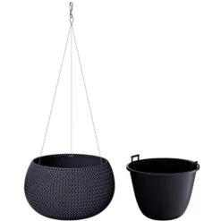 Prosperplast Bloempot Splofy - Ophangbaar - Antraciet - 37 Cm