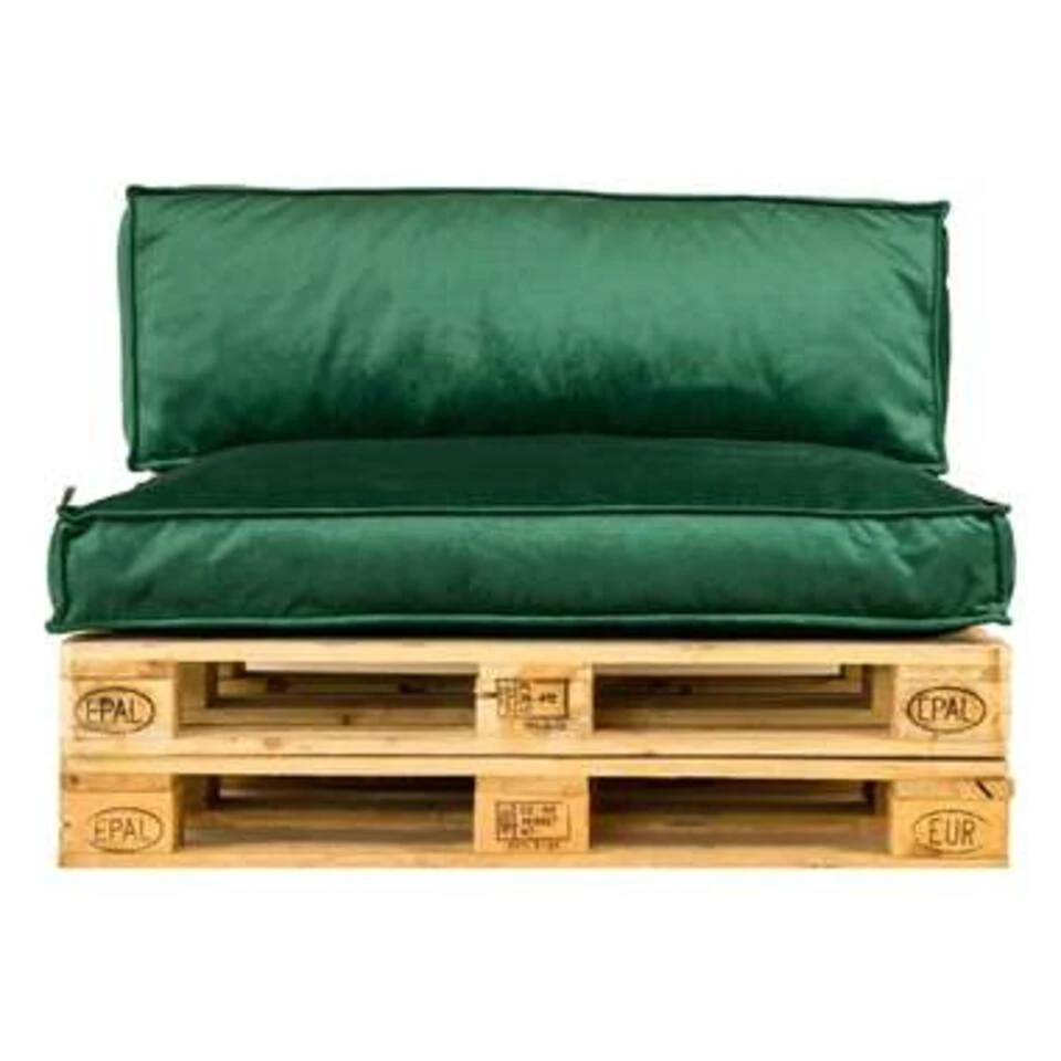 2L Home & Garden Palletkussen Velvet Donkergroen - 120 X 80cm - Afbeelding 2