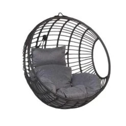 Beliani Hangstoel ASPIO - Zwart Pe Rotan
