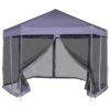 VidaXL Partytent Met Zijwanden Pop-up Zeshoekig 3,6x3,1 M Donkerblauw