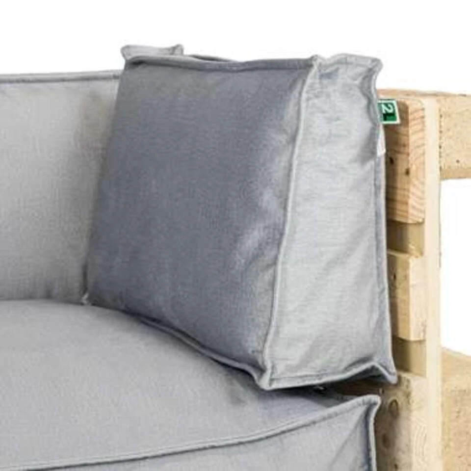 2L Home & Garden Palletkussen Velvet Lichtgrijs - 60 X 40cm - Afbeelding 2