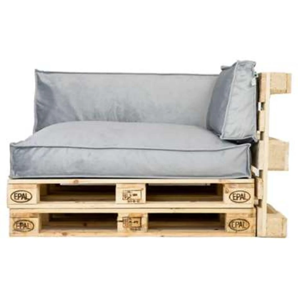 2L Home & Garden Palletkussen Velvet Lichtgrijs - 60 X 40cm - Afbeelding 4