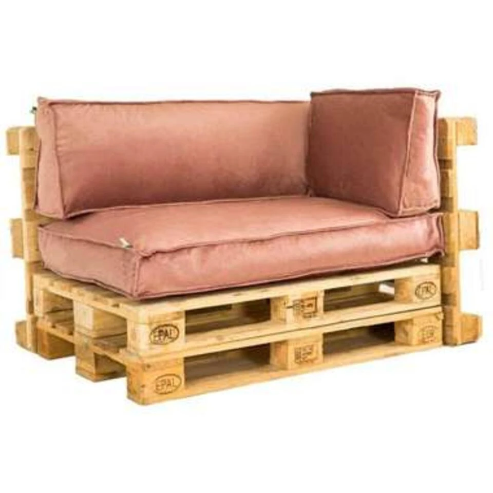 2L Home & Garden Palletkussenset Velvet Oud Roze - 3 Pièces - Afbeelding 2