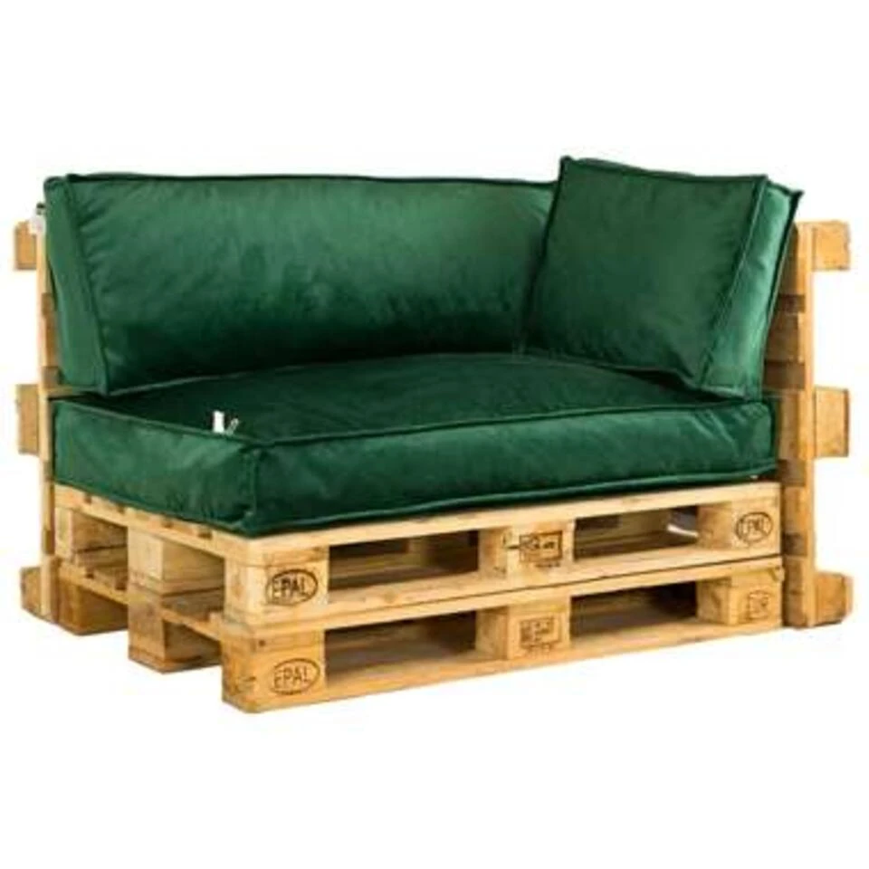 2L Home & Garden Palletkussen Velvet Donkergroen - 60 X 40cm