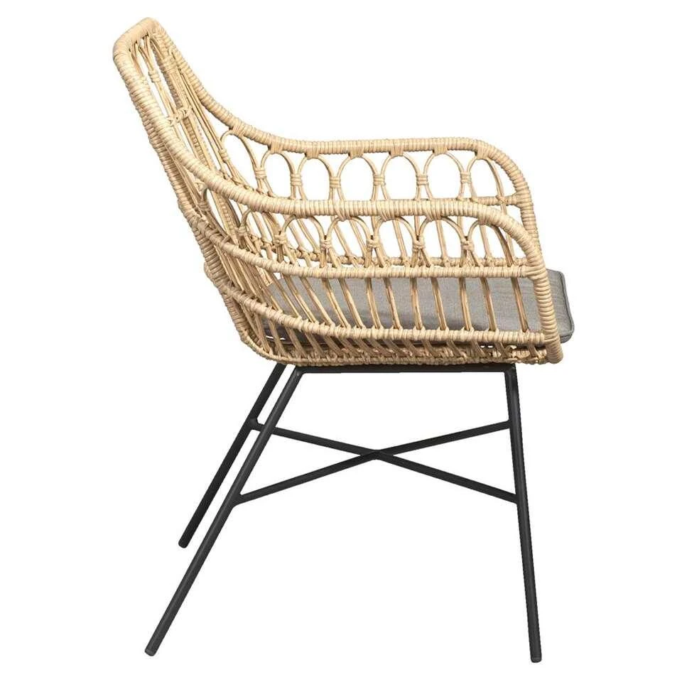 Le Sud Loungestoel Grimaud - Zwart/naturel - 82x70x67 Cm - Afbeelding 4