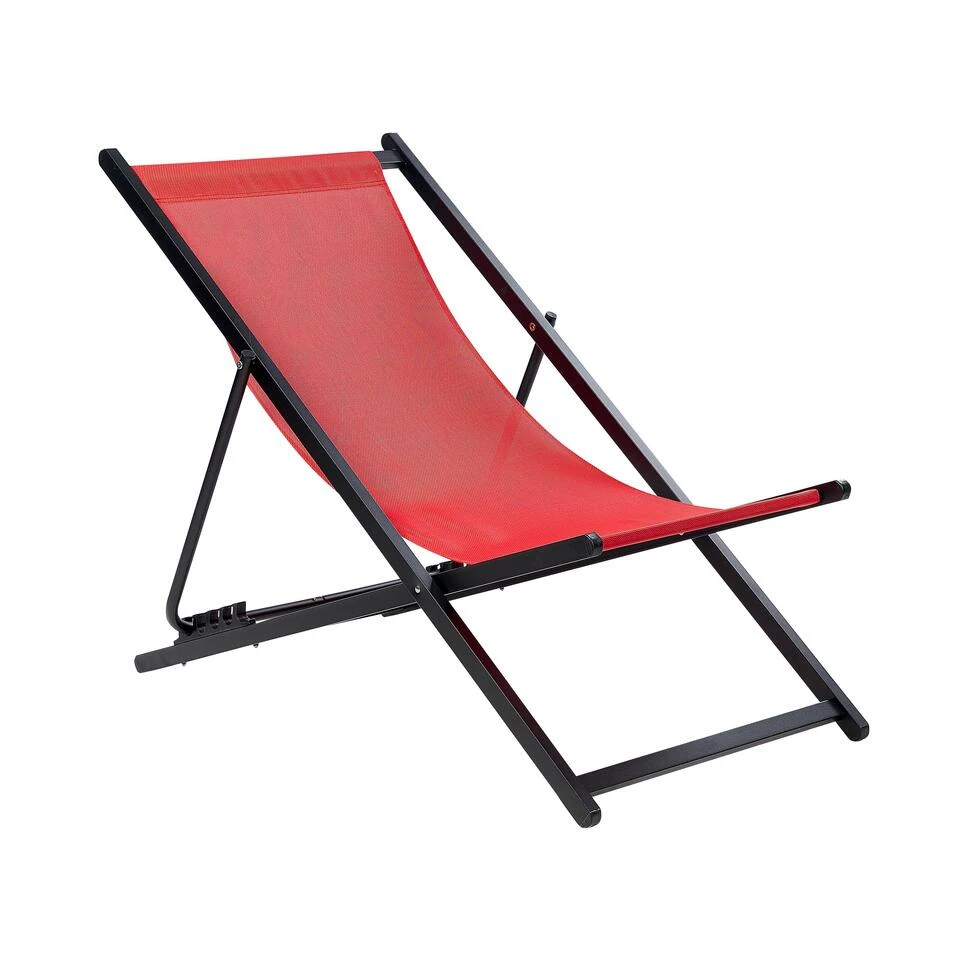 Beliani Tuinligstoel LOCRI II - Rood Synthetisch Materiaal, Aluminium - Afbeelding 3