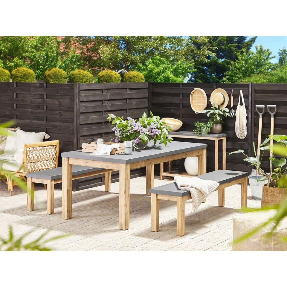 Beliani Eettafel OSTUNI - Grijs Vezelcement - Afbeelding 2