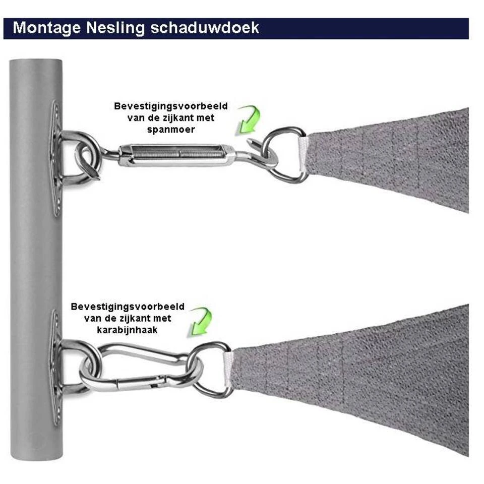 Nesling Coolfit Schaduwdoek 5x5x5 Meter - Zwart - Afbeelding 4