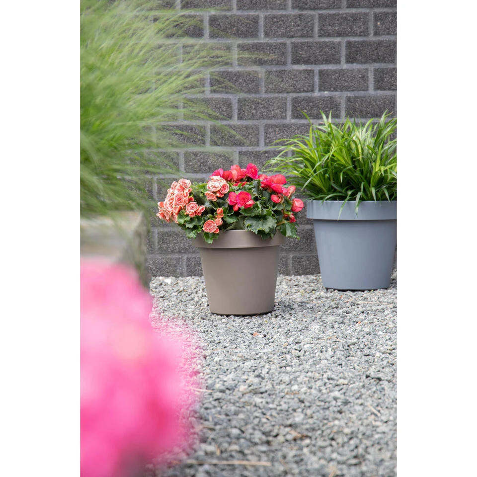 Mega Collections Plantenpot/bloempot - Kunststof - Taupe - D30 Cm - Afbeelding 2