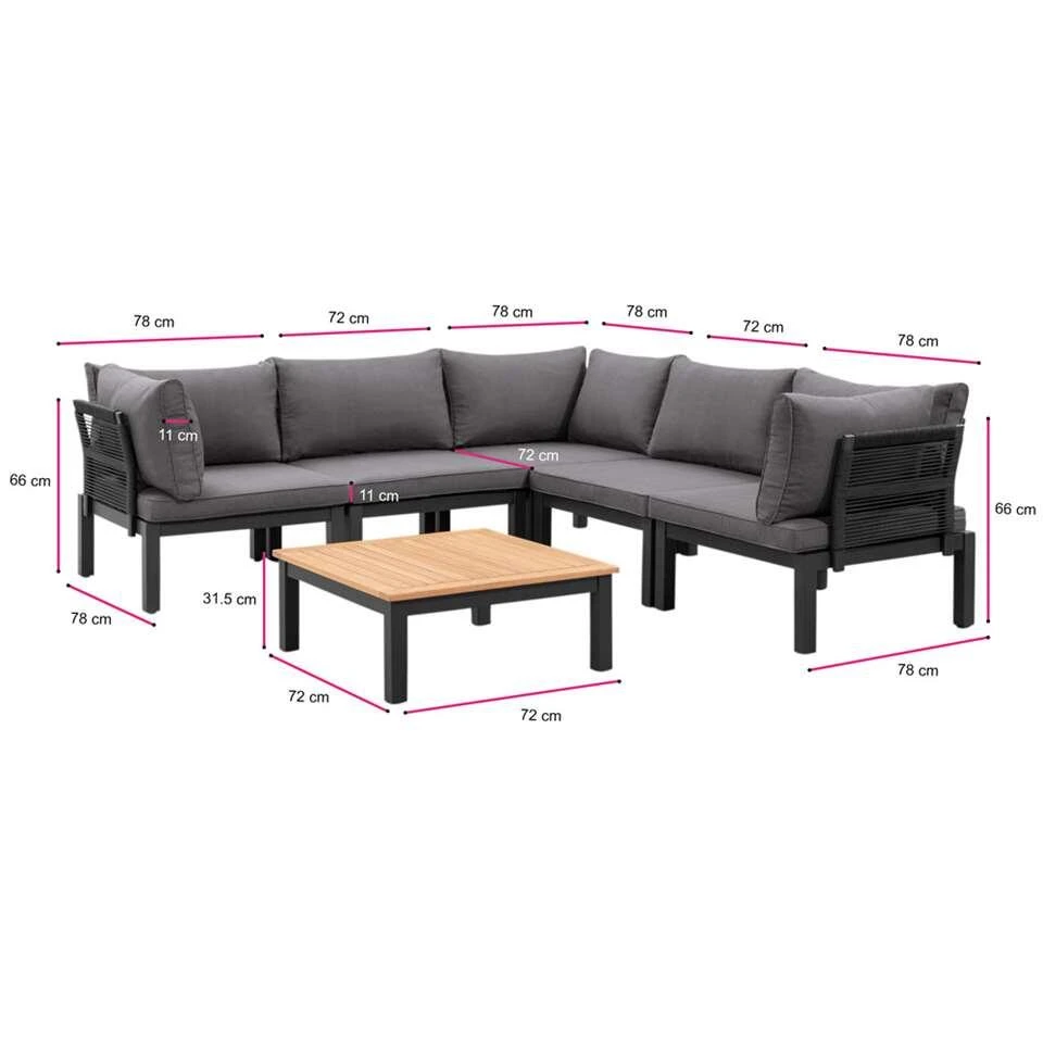 Le Sud Modulaire Loungeset Ardeche V1 - Grijs - 6-delig - Afbeelding 2