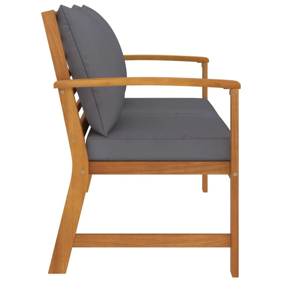 VidaXL Tuinbank Met Donkergrijs Kussen 120 Cm Massief Acaciahout Overig - Afbeelding 2