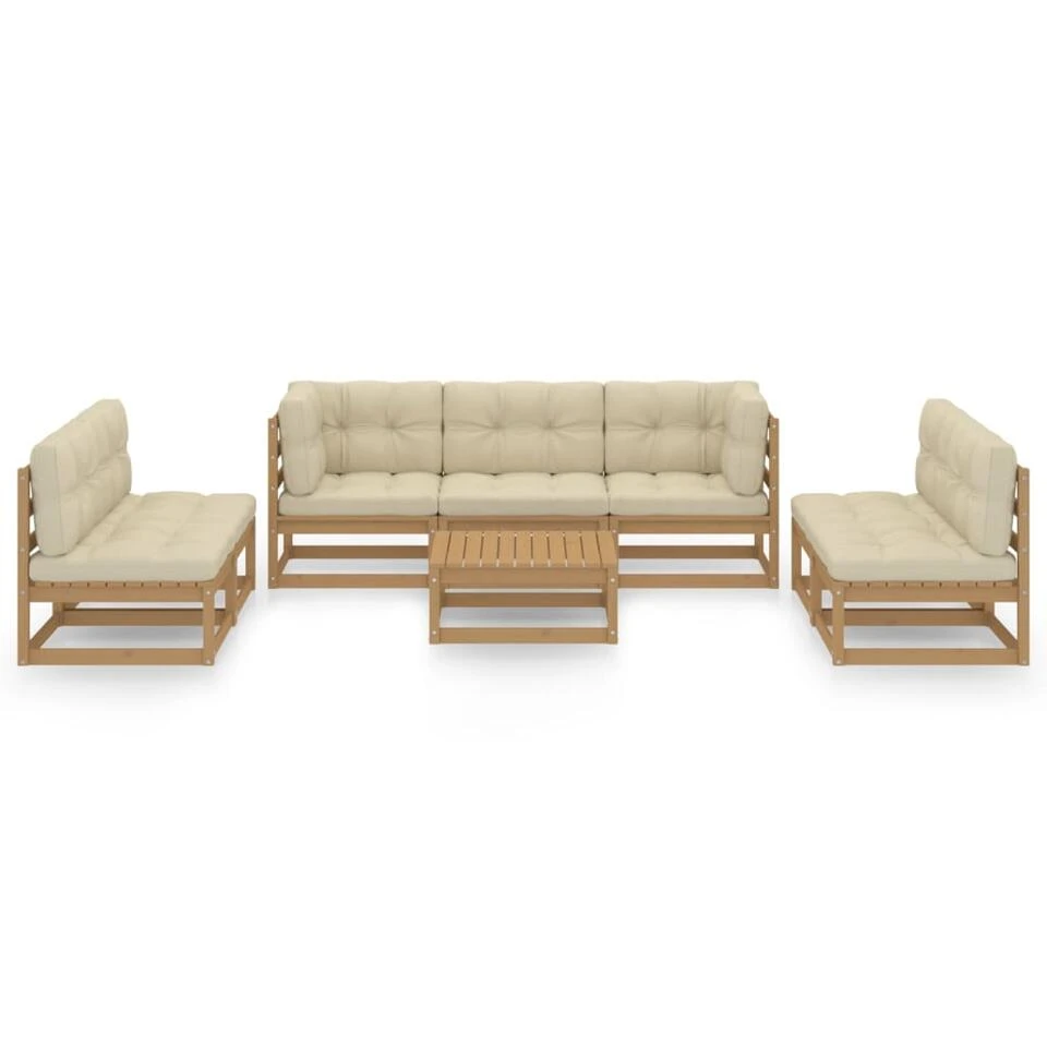 VidaXL 8-delige Loungeset Met Kussens Massief Grenenhout - Afbeelding 3