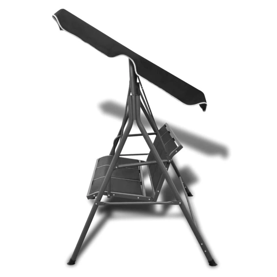 VidaXL Schommelbank Met Luifel Zwart - Afbeelding 2