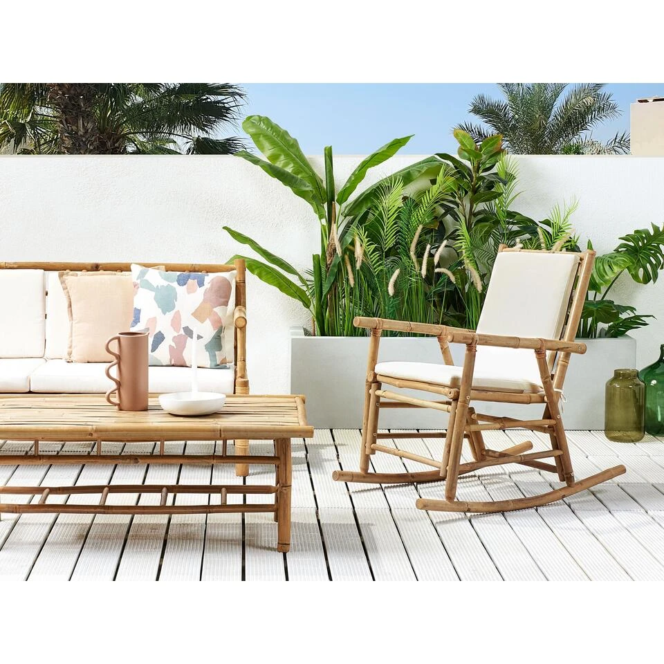 Beliani Schommelstoel FRIGOLE - Lichte Houtkleur Bamboehout - Afbeelding 2