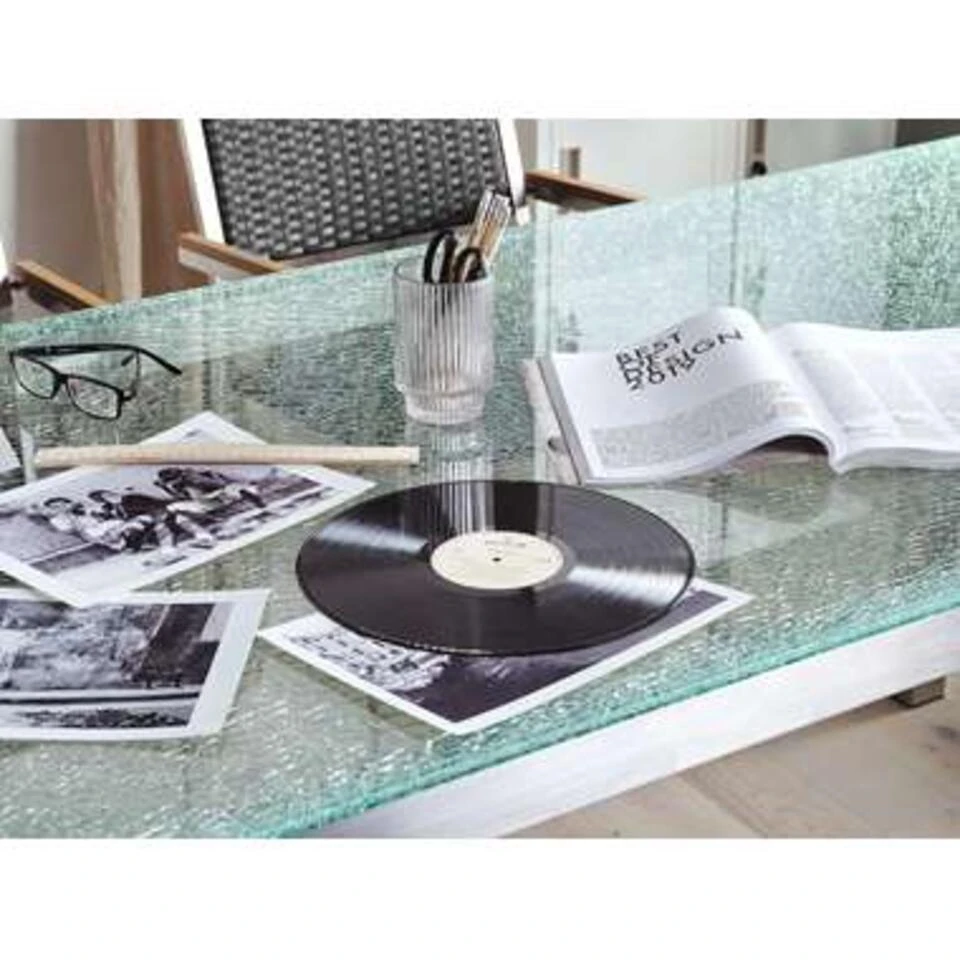 Beliani Eettafel GROSSETO - Transparant Veiligheidsglas, Rvs - Afbeelding 2