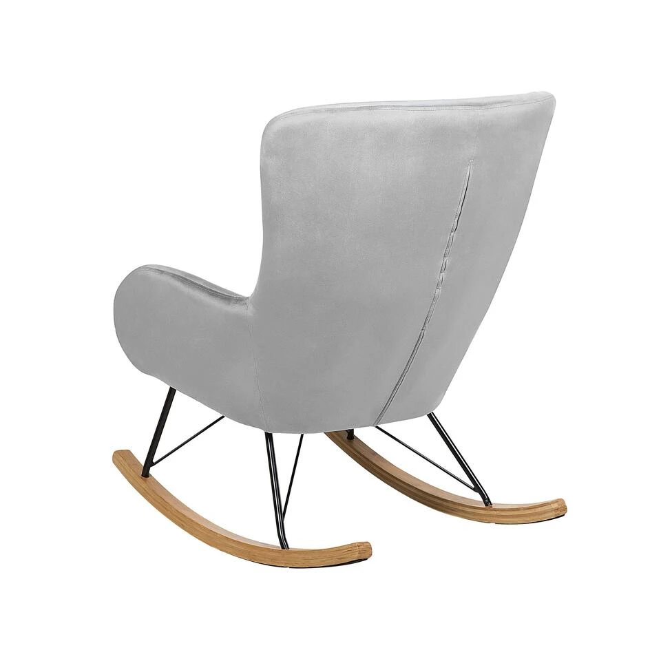 Beliani Schommelstoel ELLAN - Grijs Fluweel - Afbeelding 4