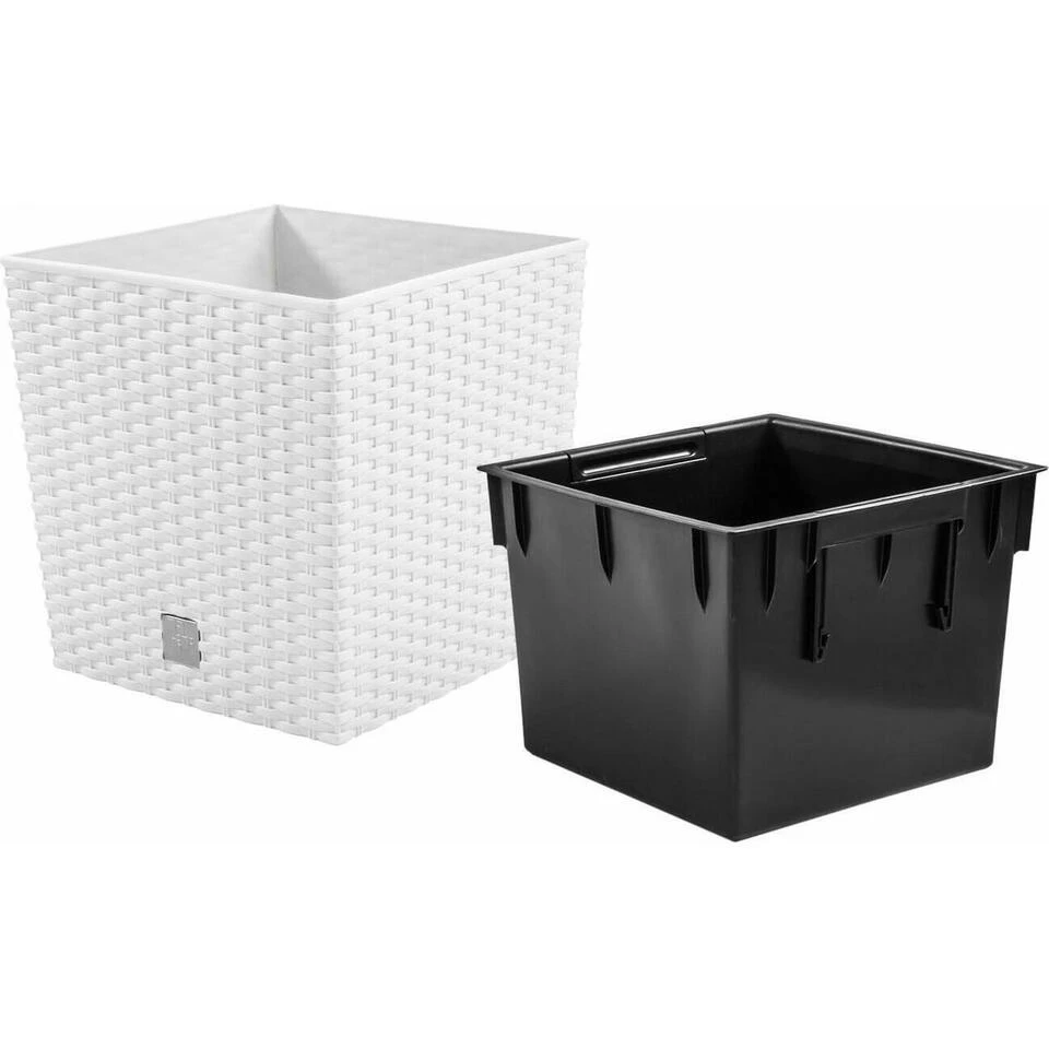 Prosperplast Plantenbak Rato - Wit - Rotan - Kunststof - 32 Cm - Afbeelding 2