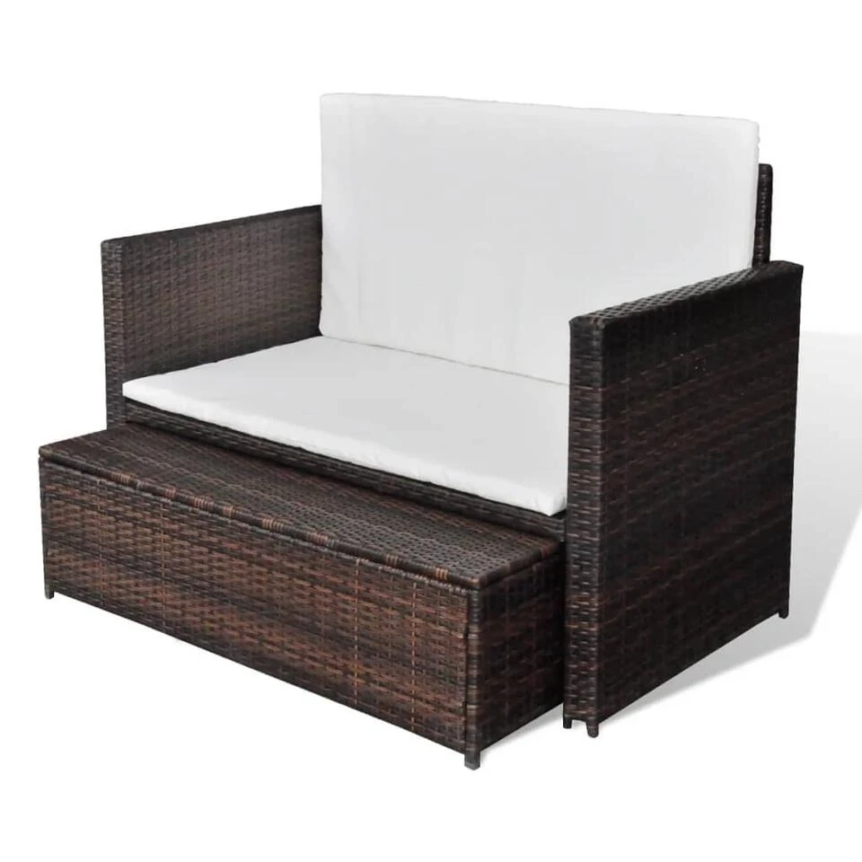 VidaXL Tuinbank Poly Rattan Bruin - Afbeelding 4